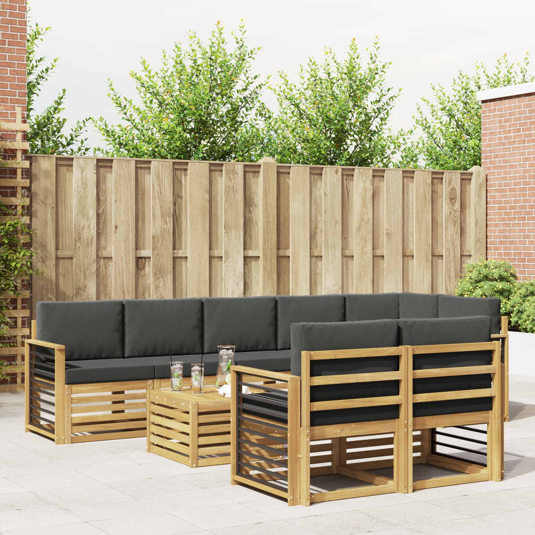 vidaXL Conjunto de sofás de exterior 9 uds. Blanco y Antracita