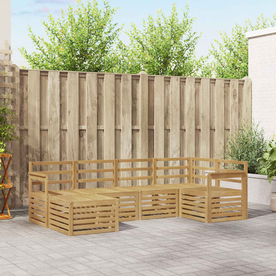 vidaXL Conjunto de sofás de exterior 6 uds. Blanco Poliéster