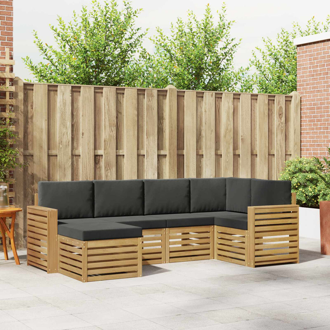 vidaXL Conjunto de sofás de exterior 6 uds. Blanco y Antracita