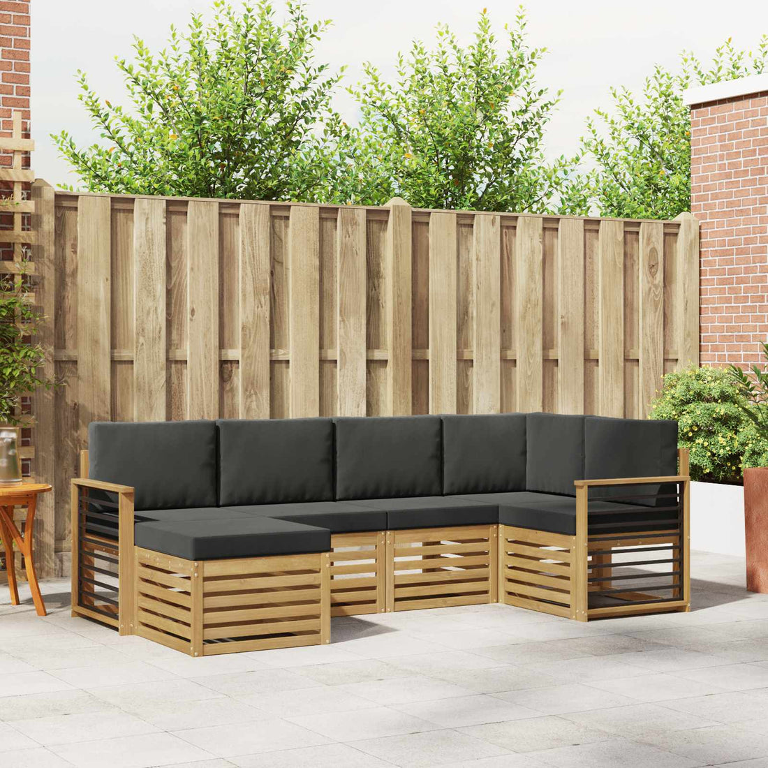 vidaXL Conjunto de sofás de exterior 6 uds. Blanco y Antracita