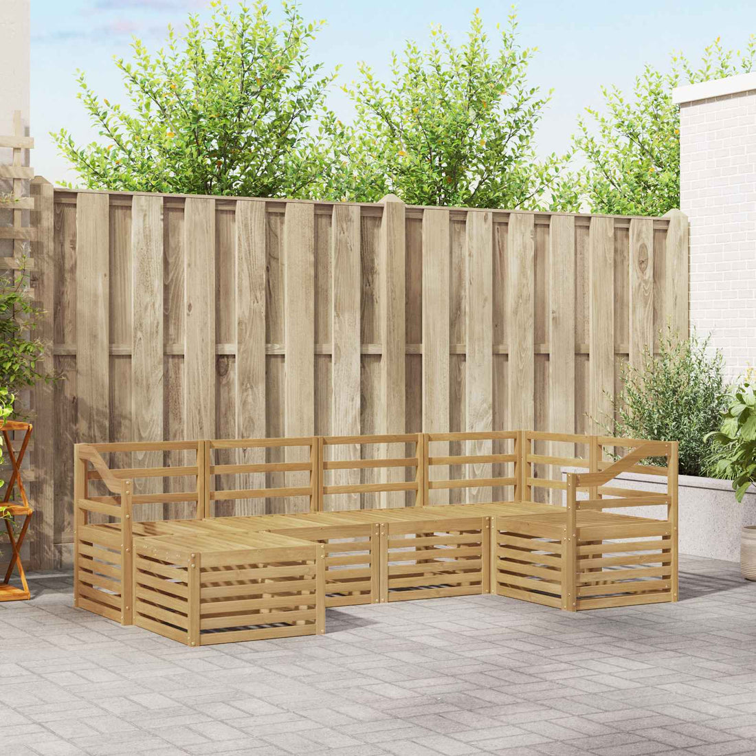 vidaXL Conjunto de sofás de exterior 6 uds. Blanco Poliéster