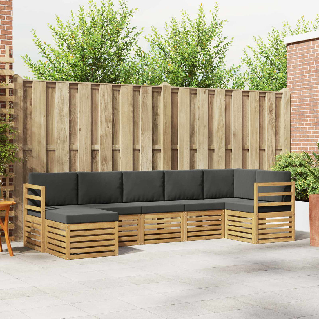 vidaXL Conjunto de sofás de exterior 7 uds. Blanco y Antracita