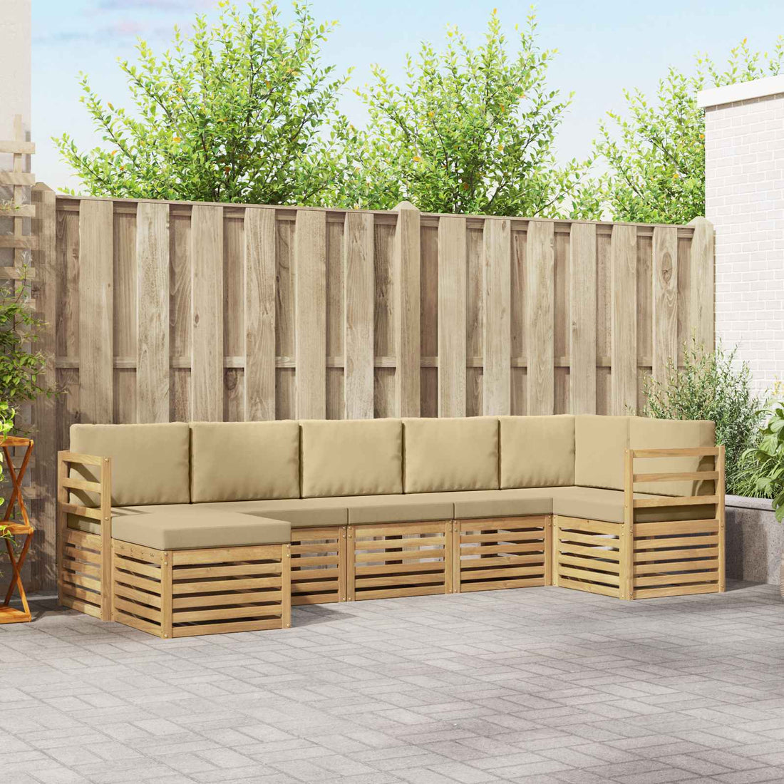 vidaXL Conjunto de sofás de exterior 7 uds. y Beige
