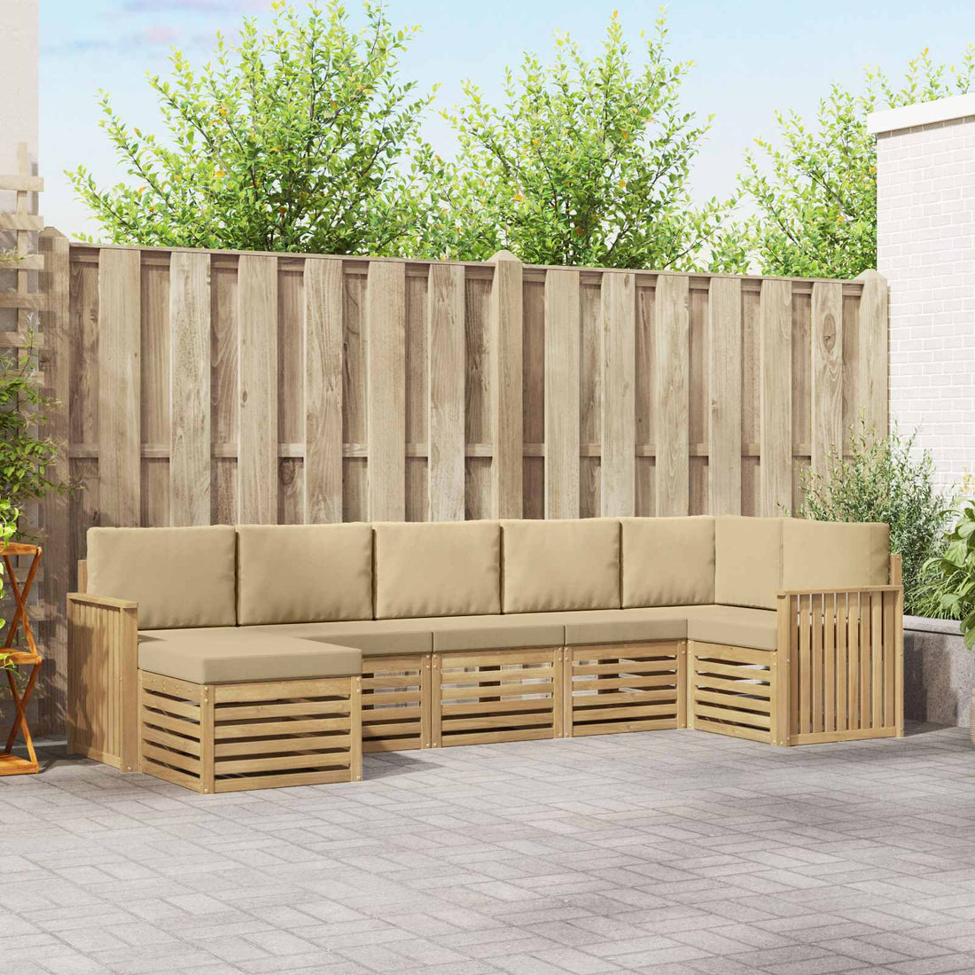 vidaXL Conjunto de sofás de exterior 7 uds. y Beige