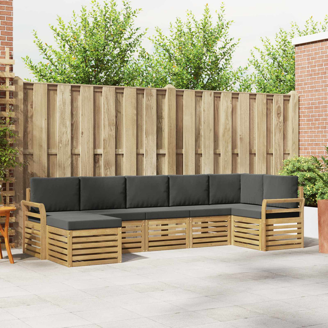 vidaXL Conjunto de sofás de exterior 7 uds. Blanco y Antracita