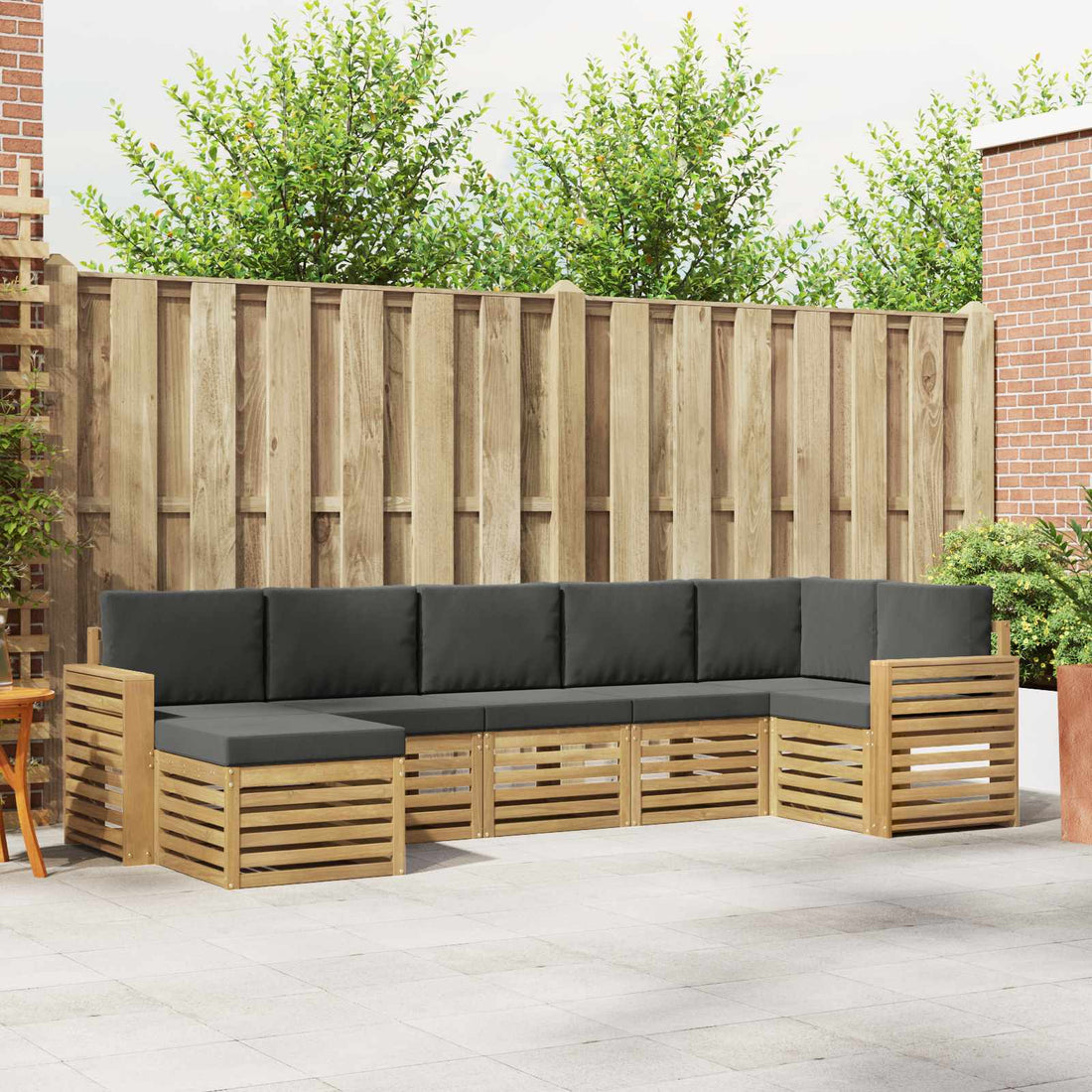 vidaXL Conjunto de sofás de exterior 7 uds. Blanco y Antracita