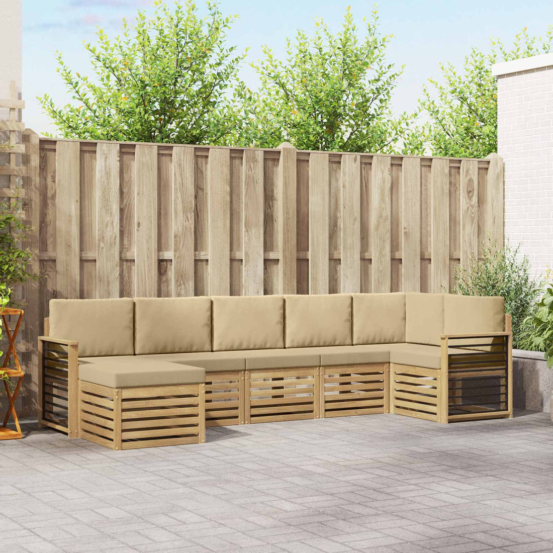 vidaXL Conjunto de sofás de exterior 7 uds. y Beige