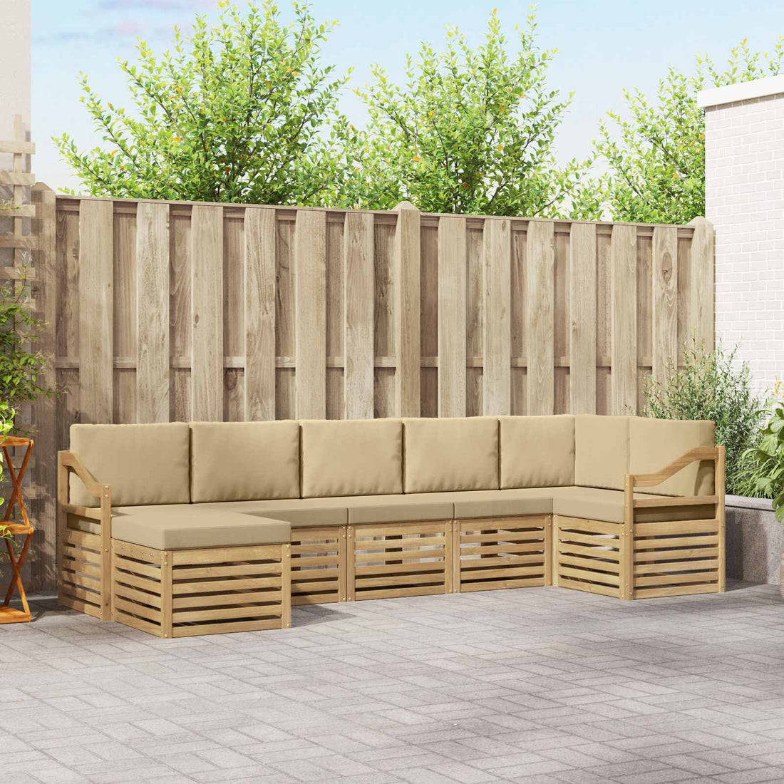 vidaXL Conjunto de sofás de exterior 7 uds. y Beige