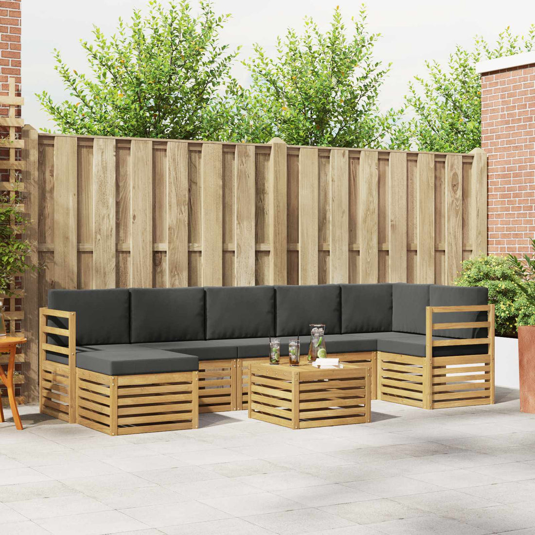 vidaXL Conjunto de sofás de exterior 8 uds. Blanco y Antracita