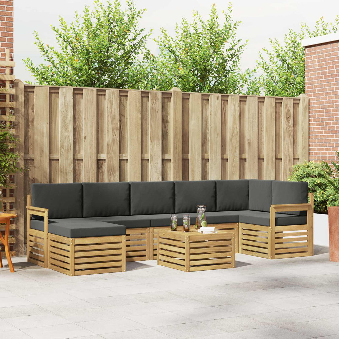 vidaXL Conjunto de sofás de exterior 8 uds. Blanco y Antracita