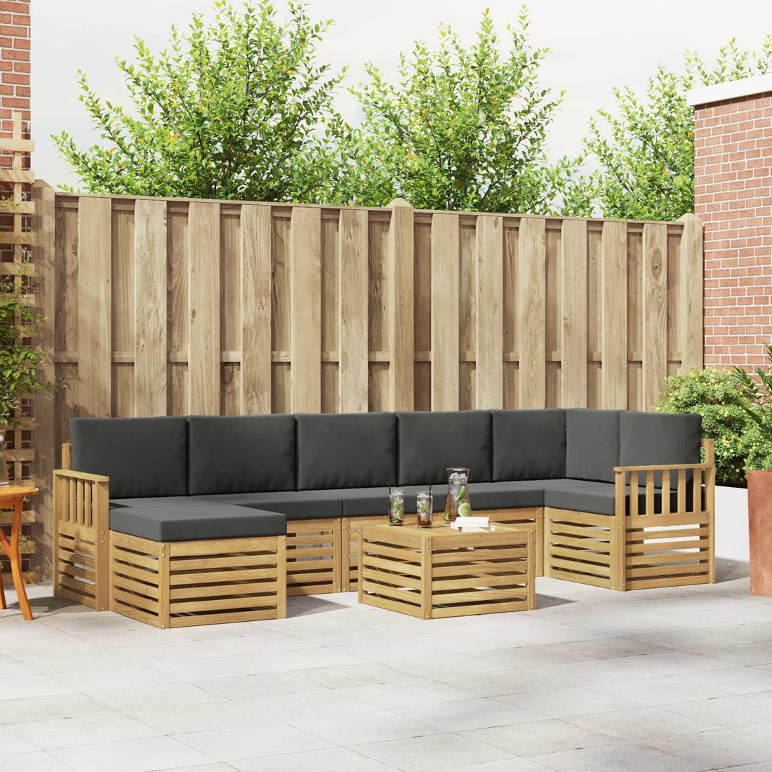 vidaXL Conjunto de sofás de exterior 8 uds. Blanco y Antracita