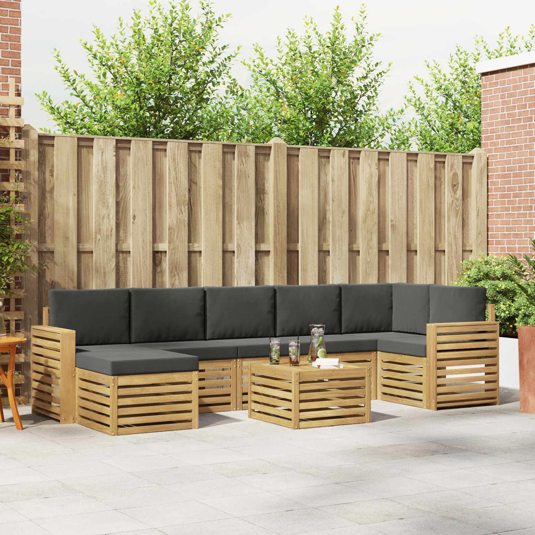 vidaXL Conjunto de sofás de exterior 8 uds. Blanco y Antracita
