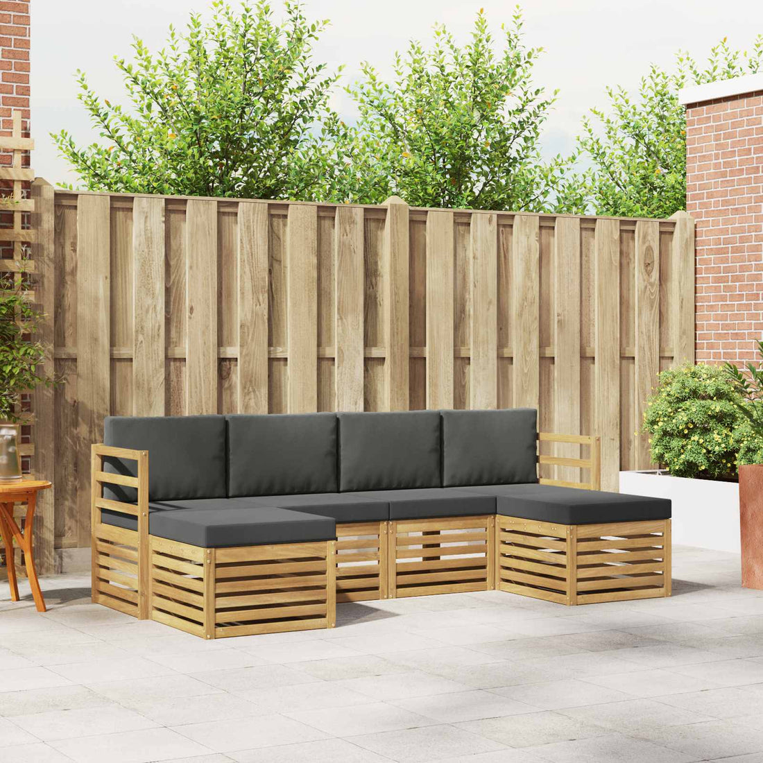 vidaXL Conjunto de sofás de exterior 6 uds. Blanco y Antracita
