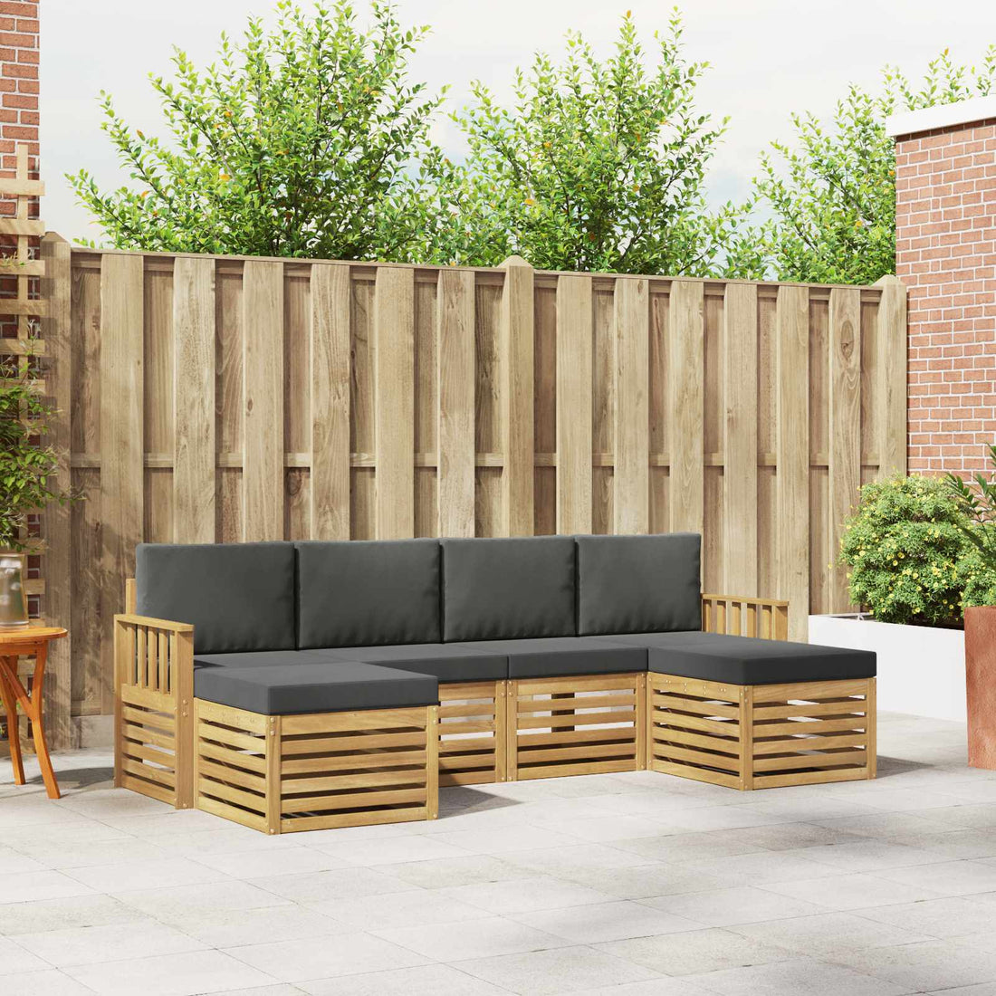 vidaXL Conjunto de sofás de exterior 6 uds. Blanco y Antracita