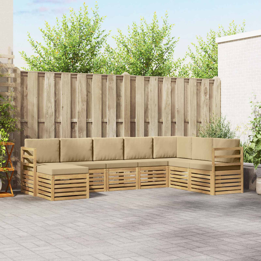 vidaXL Conjunto de sofás de exterior 8 uds. y Beige Poliéster