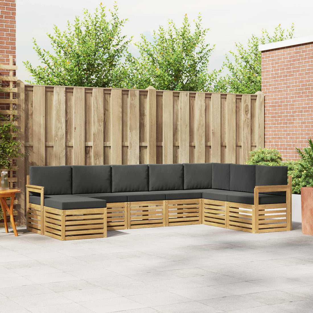 vidaXL Conjunto de sofás de exterior 8 uds. Blanco y Antracita