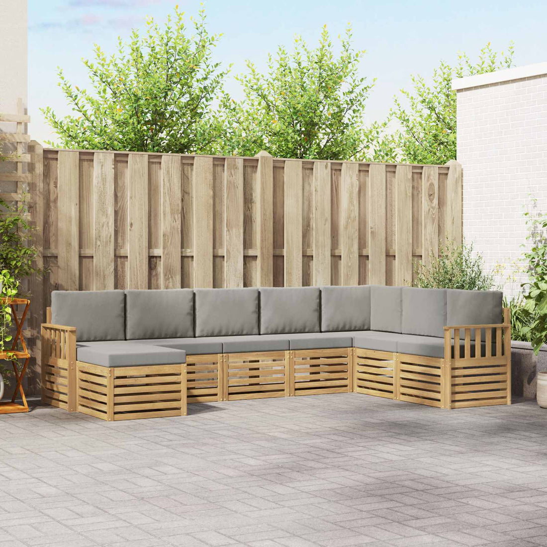 vidaXL Conjunto de sofás de exterior 6 uds. Blanco y Gris Claro