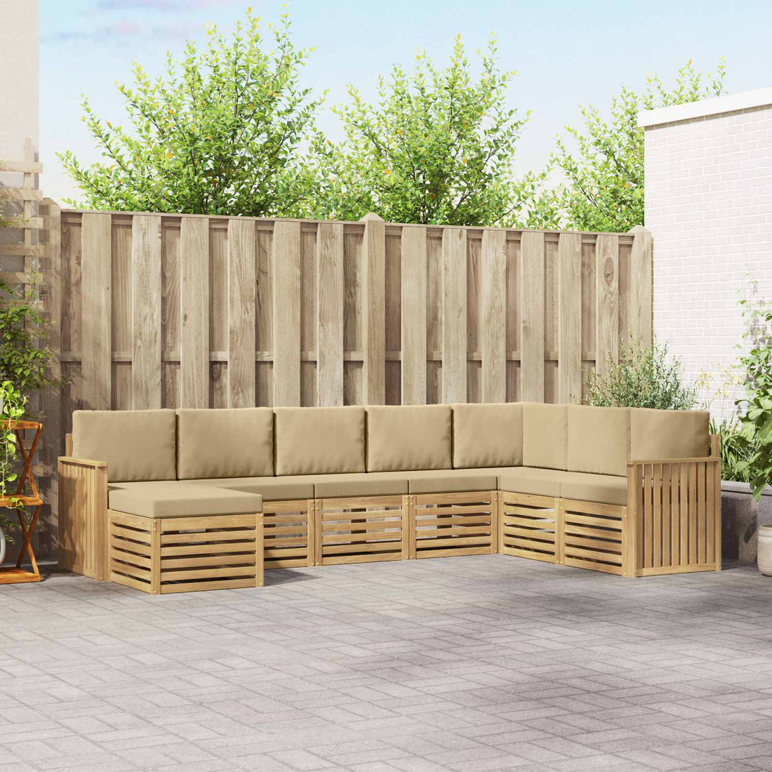 vidaXL Conjunto de sofás de exterior 8 uds. y Beige Poliéster