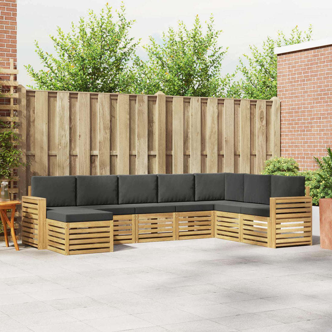 vidaXL Conjunto de sofás de exterior 8 uds. Blanco y Antracita