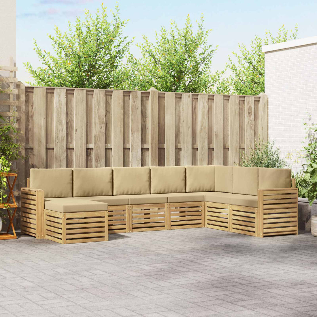vidaXL Conjunto de sofás de exterior 8 uds. y Beige Poliéster