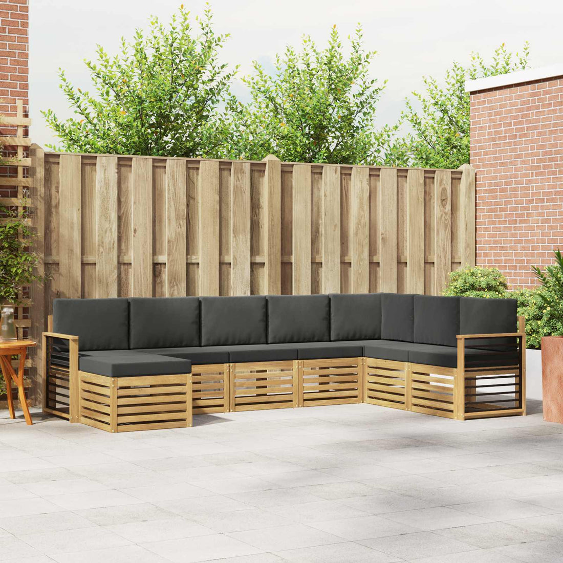 vidaXL Conjunto de sofás de exterior 8 uds. Blanco y Antracita