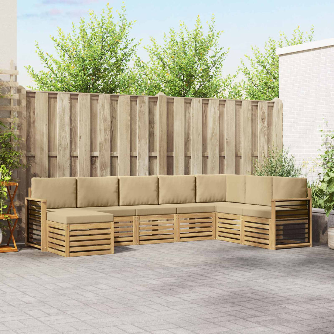 vidaXL Conjunto de sofás de exterior 8 uds. y Beige Poliéster
