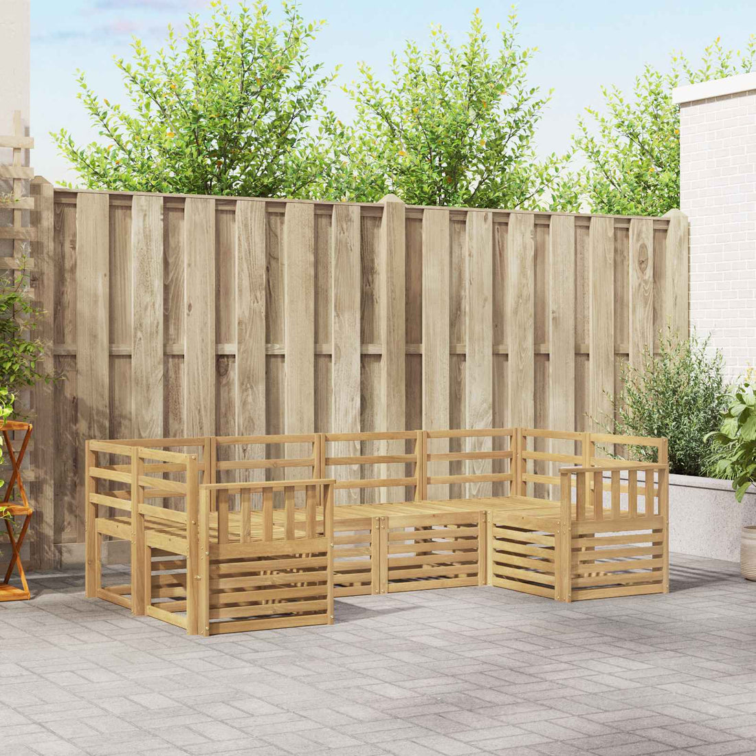 vidaXL Conjunto de sofás de exterior 6 uds. Blanco