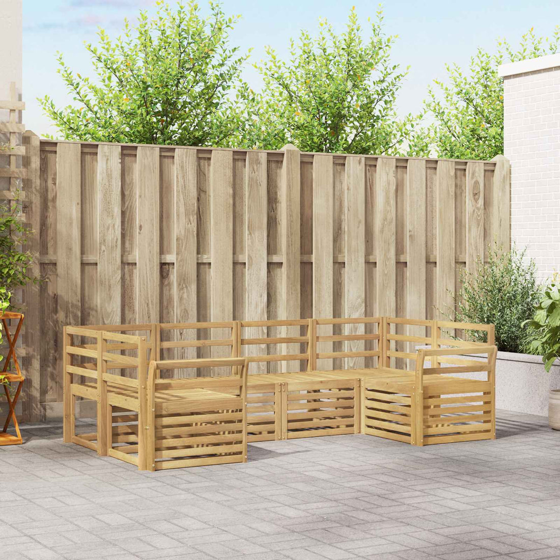 vidaXL Conjunto de sofás de exterior 6 uds. Blanco