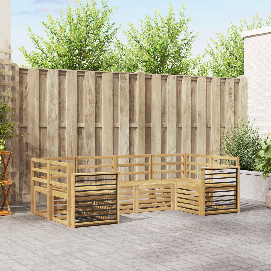 vidaXL Conjunto de sofás de exterior 6 uds. Blanco