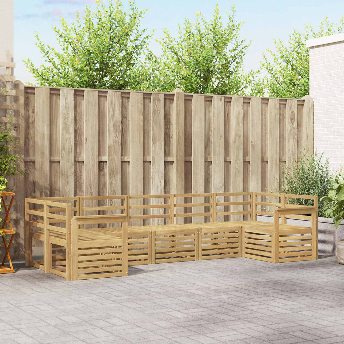 vidaXL Conjunto de sofás de exterior 7 uds. Blanco