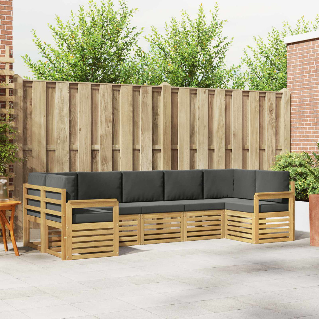 vidaXL Conjunto de sofás de exterior 6 uds. Blanco y Antracita