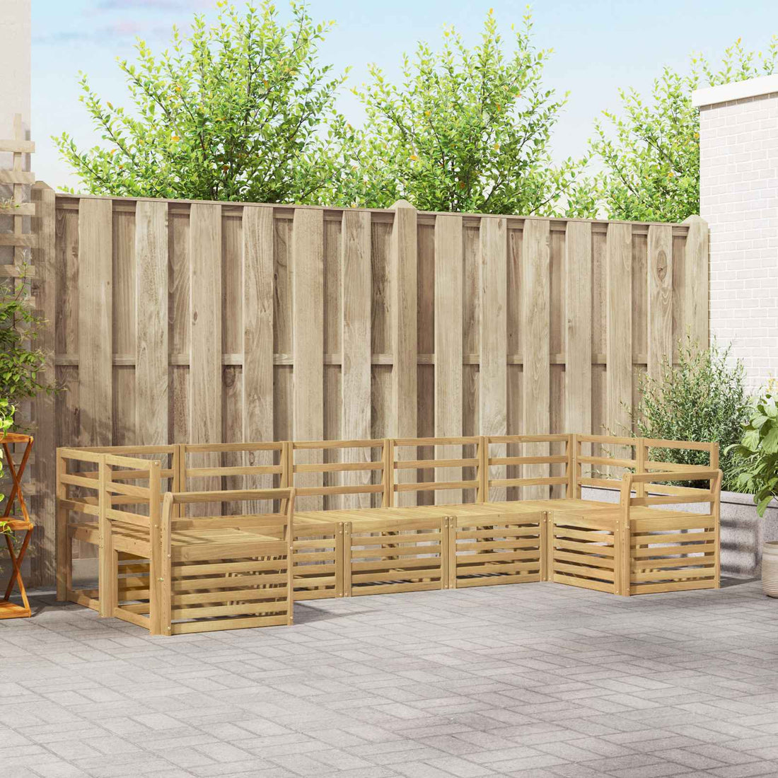 vidaXL Conjunto de sofás de exterior 7 uds. Blanco