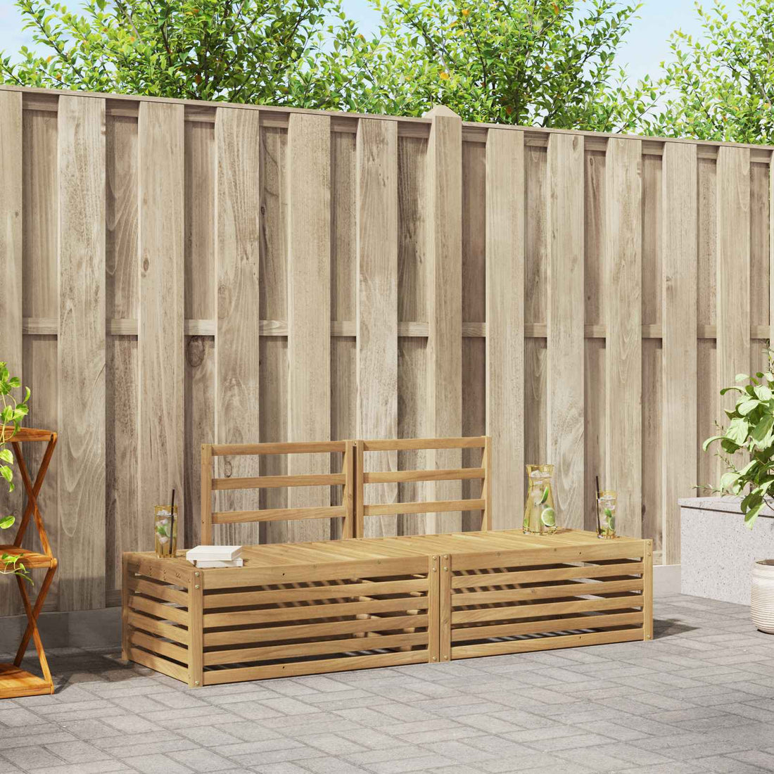 vidaXL Conjunto de sofás de exterior 3 Pieza Blanco 182,5 x 63 x 73 cm