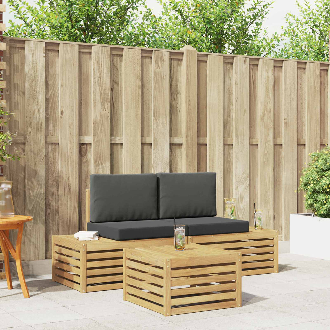 vidaXL Conjunto de sofás de exterior 4 Pieza