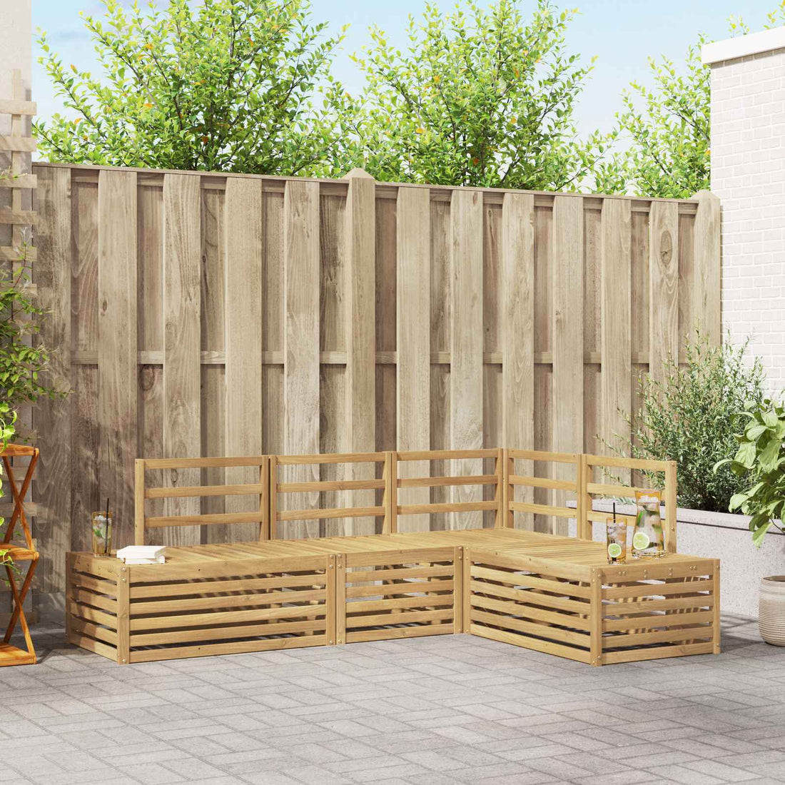 vidaXL Conjunto de sofás de exterior 4 Pieza Blanco