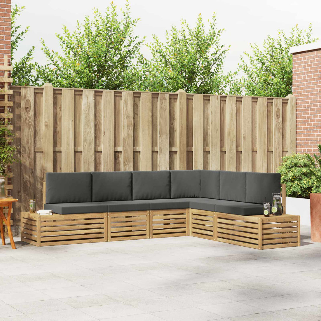 vidaXL Conjunto de sofás de exterior 6 Pieza Blanco y Antracita