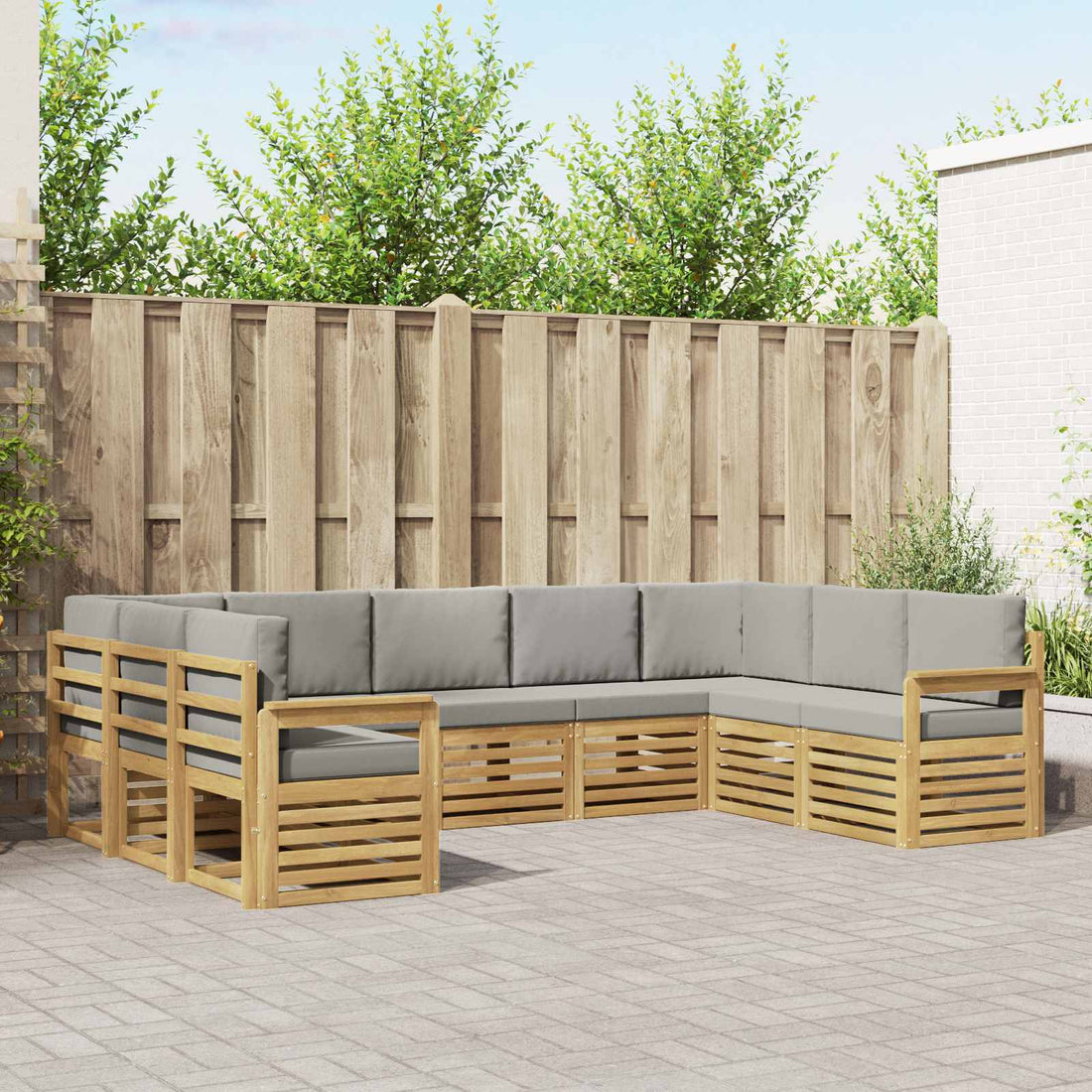 vidaXL Conjunto de sofás de exterior 7 uds. Blanco y Gris Claro