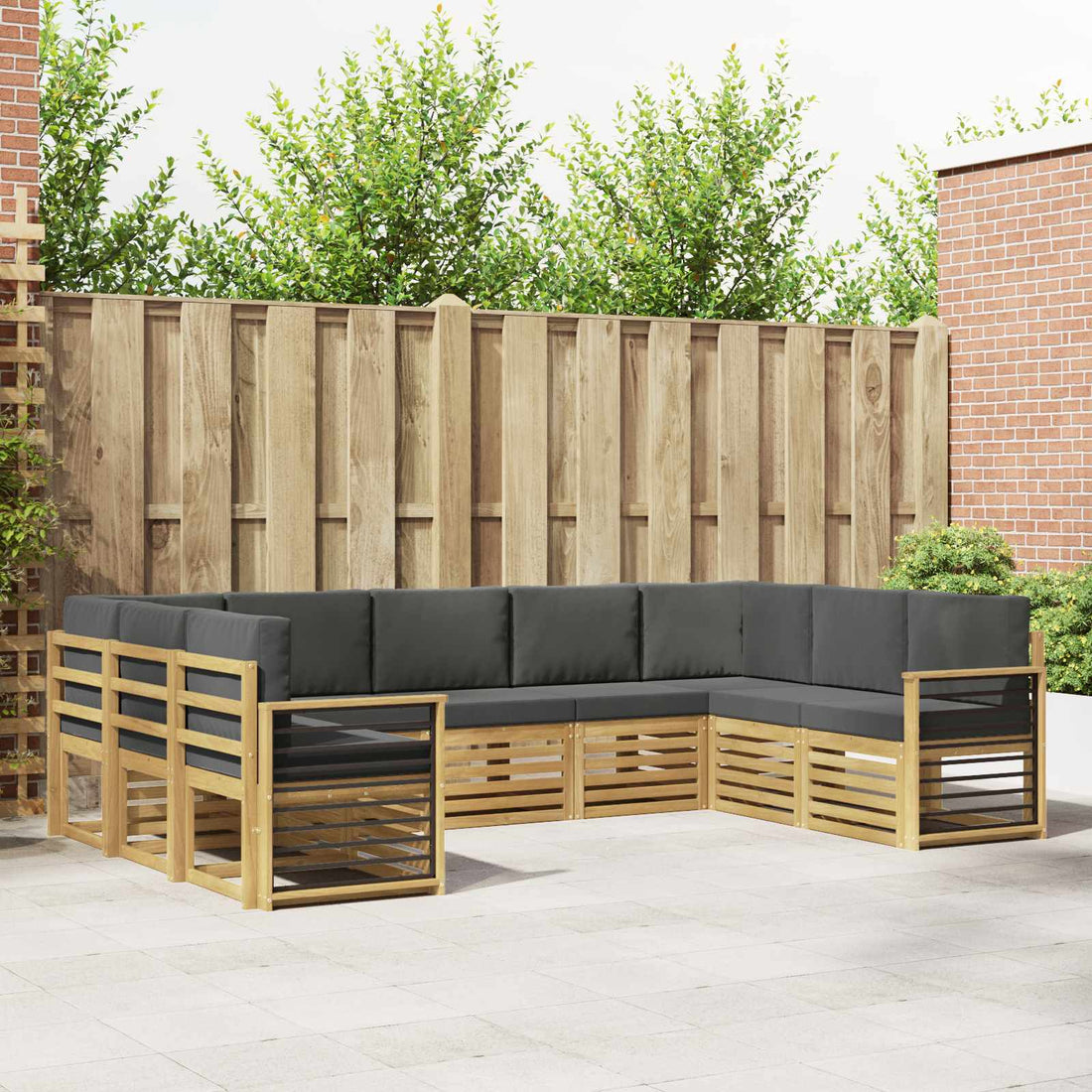 vidaXL Conjunto de sofás de exterior 9 uds. Blanco y Antracita