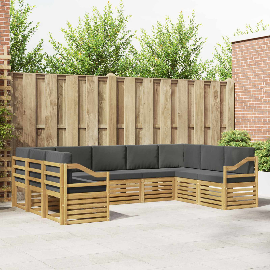 vidaXL Conjunto de sofás de exterior 9 uds. Blanco y Antracita