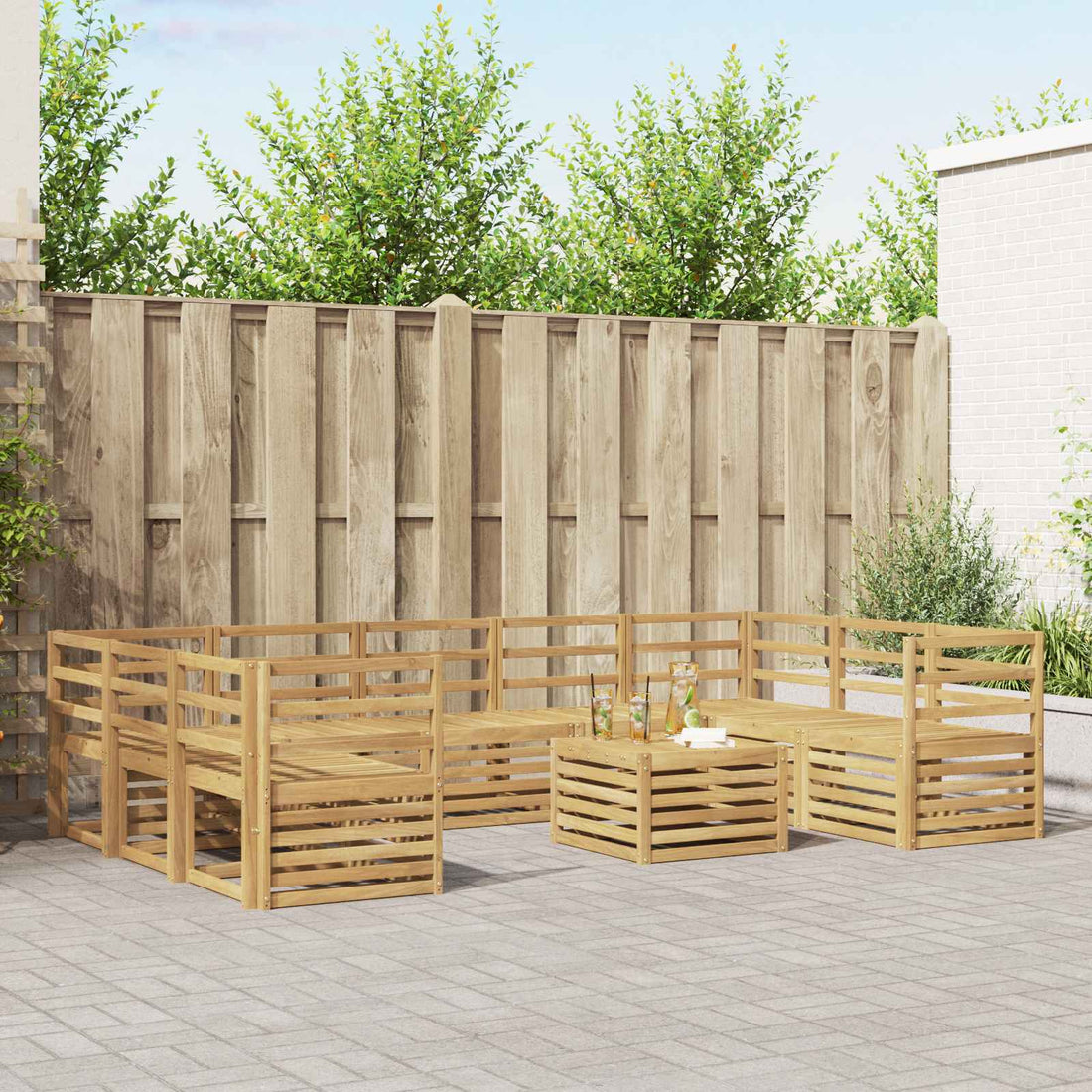 vidaXL Conjunto de sofás de exterior 10 uds. Blanco