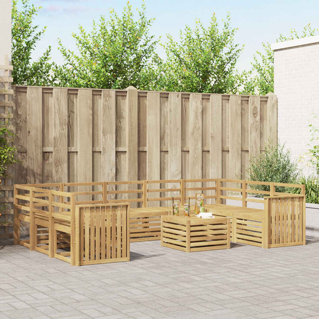 vidaXL Conjunto de sofás de exterior 10 uds. Blanco