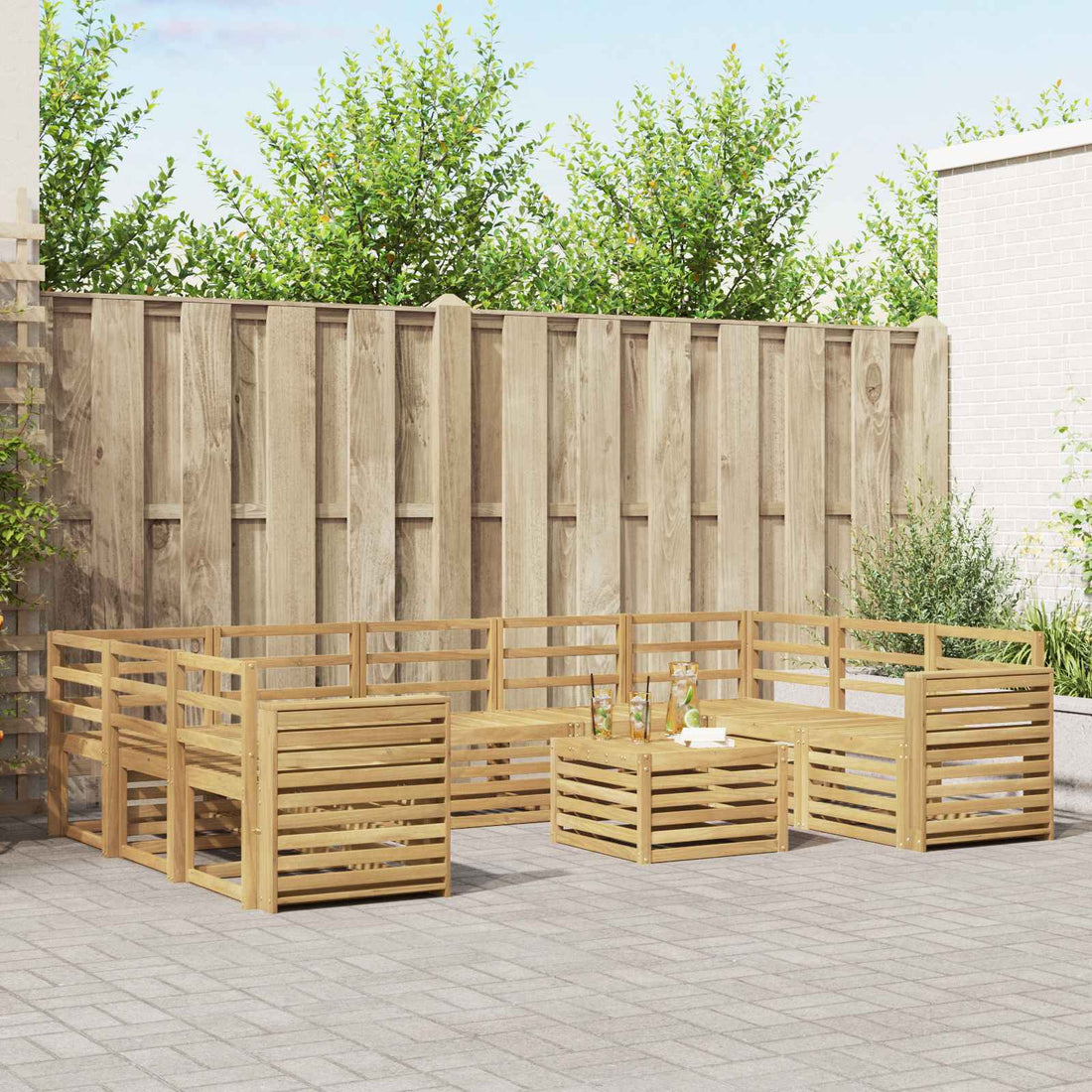 vidaXL Conjunto de sofás de exterior 10 uds. Blanco