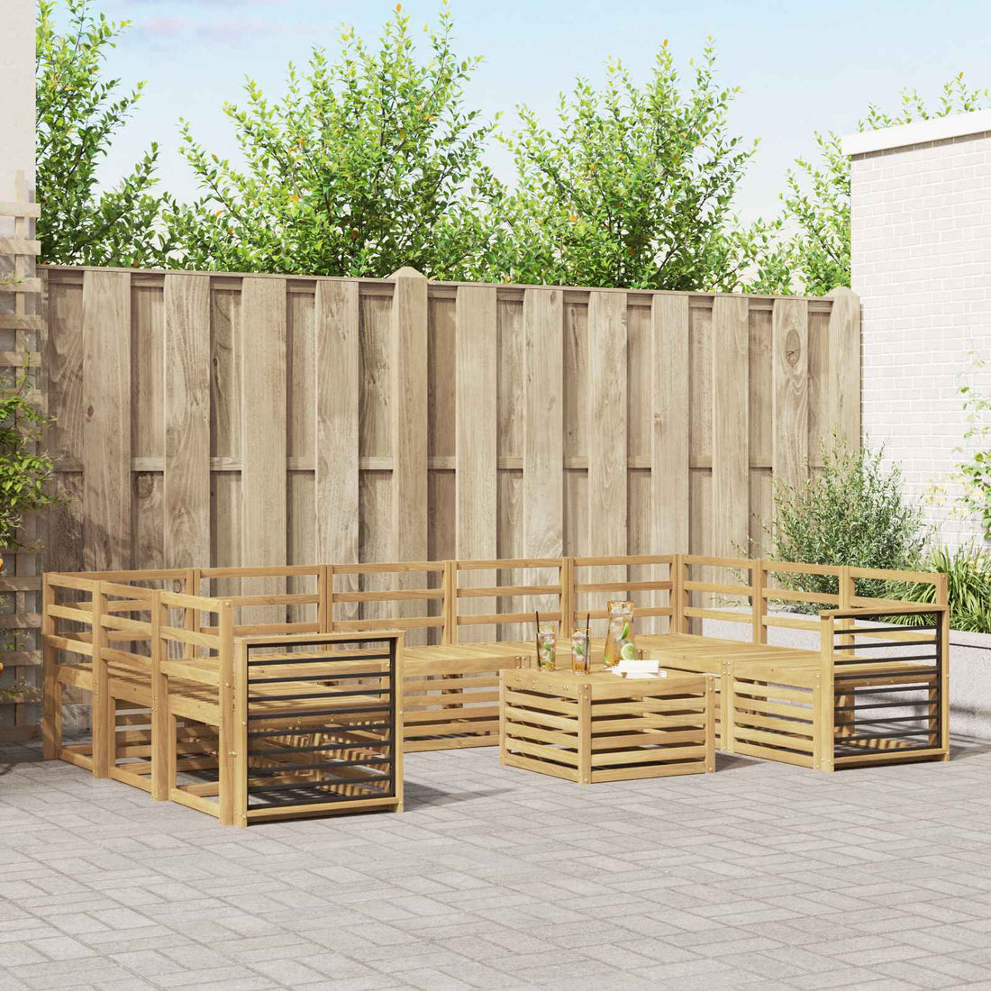 vidaXL Conjunto de sofás de exterior 10 uds. Blanco