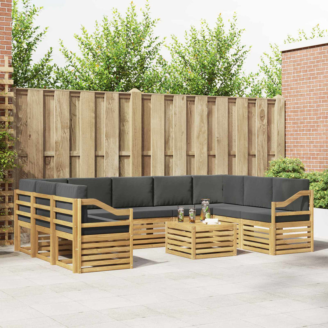 vidaXL Conjunto de sofás de exterior 10 uds. Blanco y Antracita