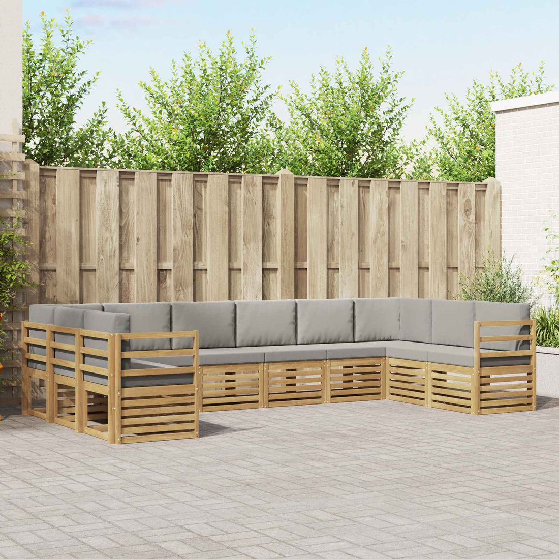 vidaXL Conjunto de sofás de exterior 10 uds. Blanco y Gris Claro