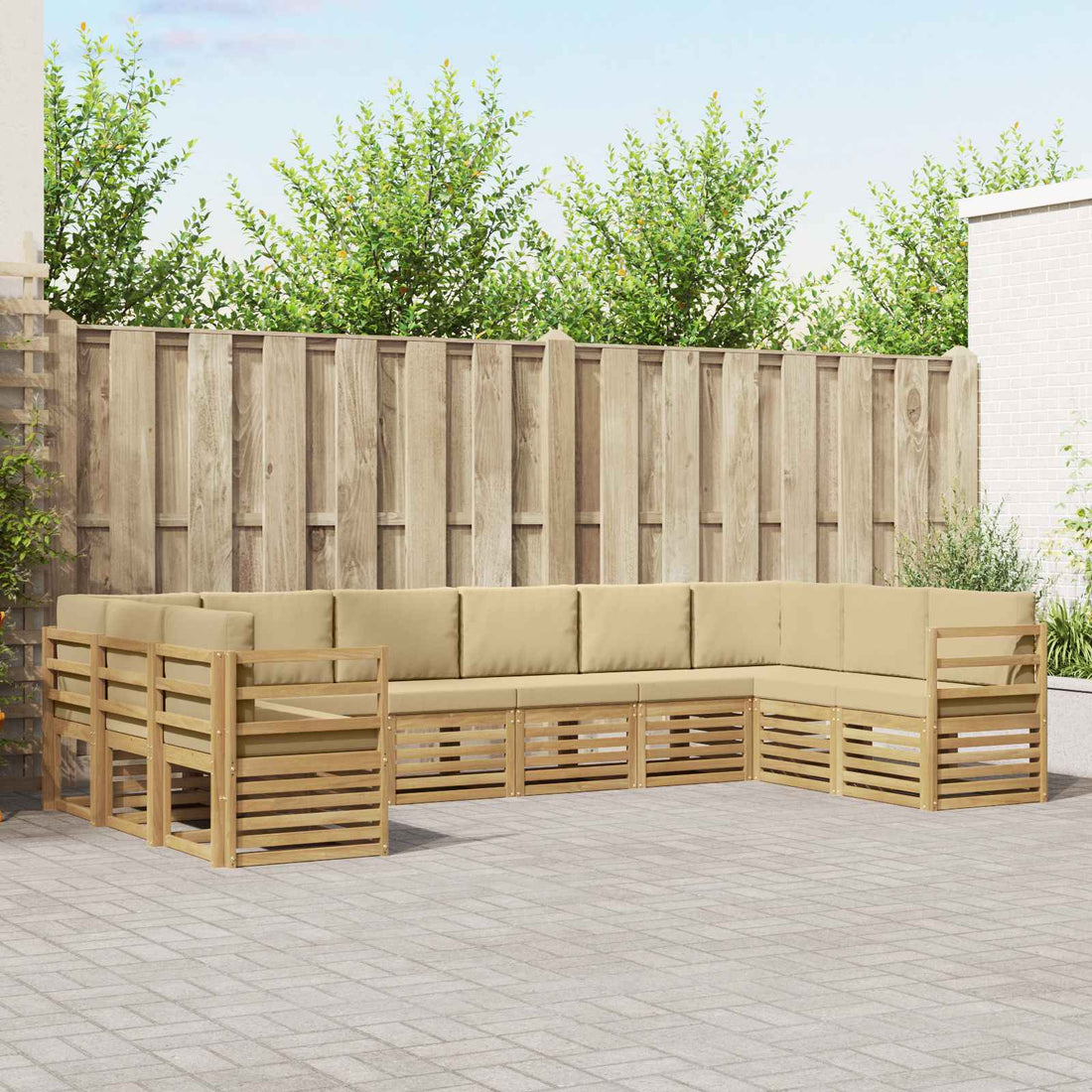 vidaXL Conjunto de sofás de exterior 10 uds. y Beige Poliéster