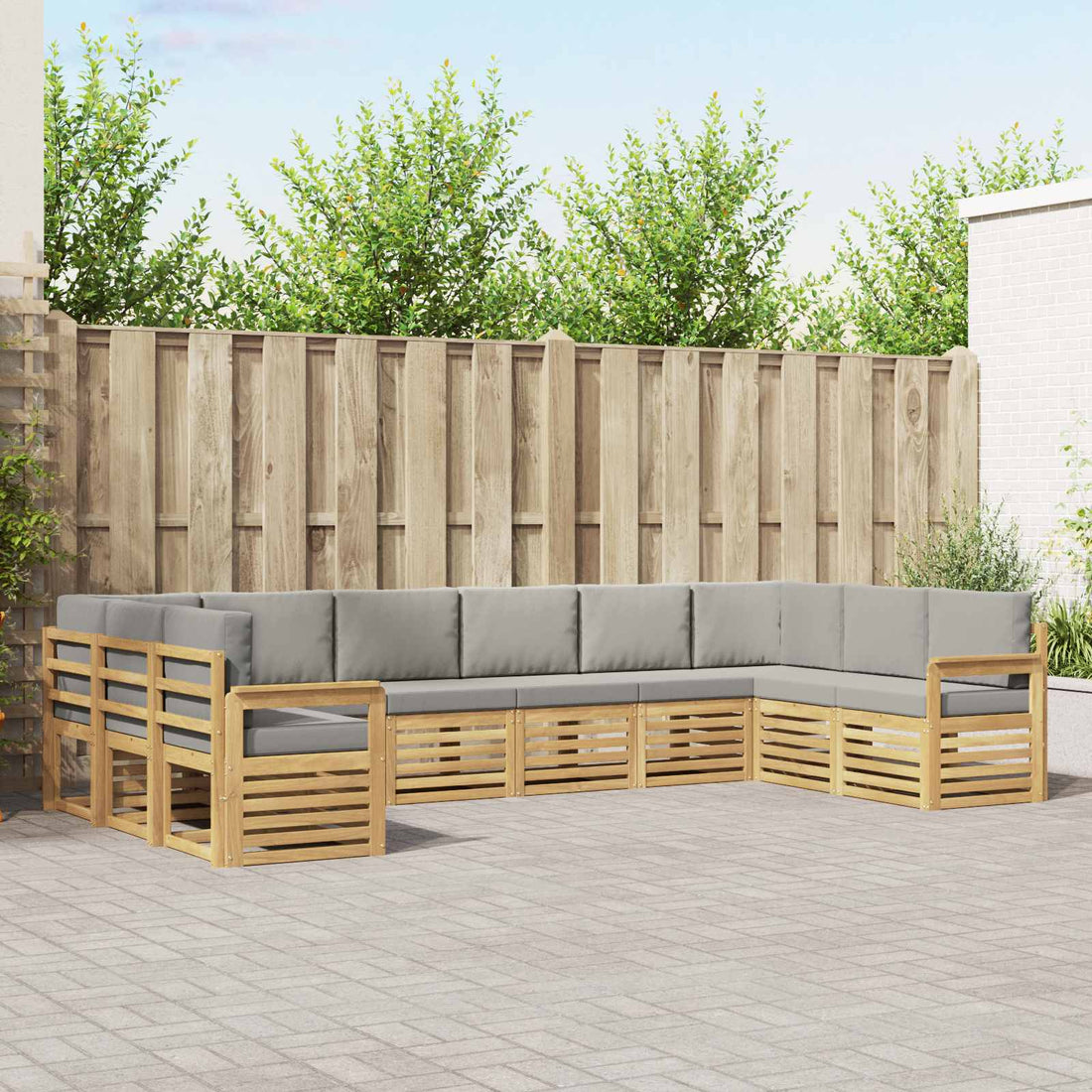 vidaXL Conjunto de sofás de exterior 7 uds. Blanco y Gris Claro