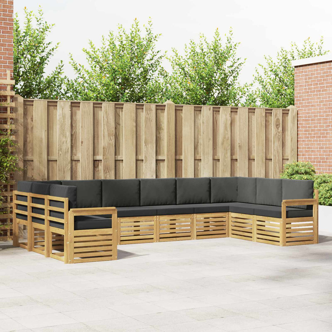 vidaXL Conjunto de sofás de exterior 7 uds. Blanco y Antracita