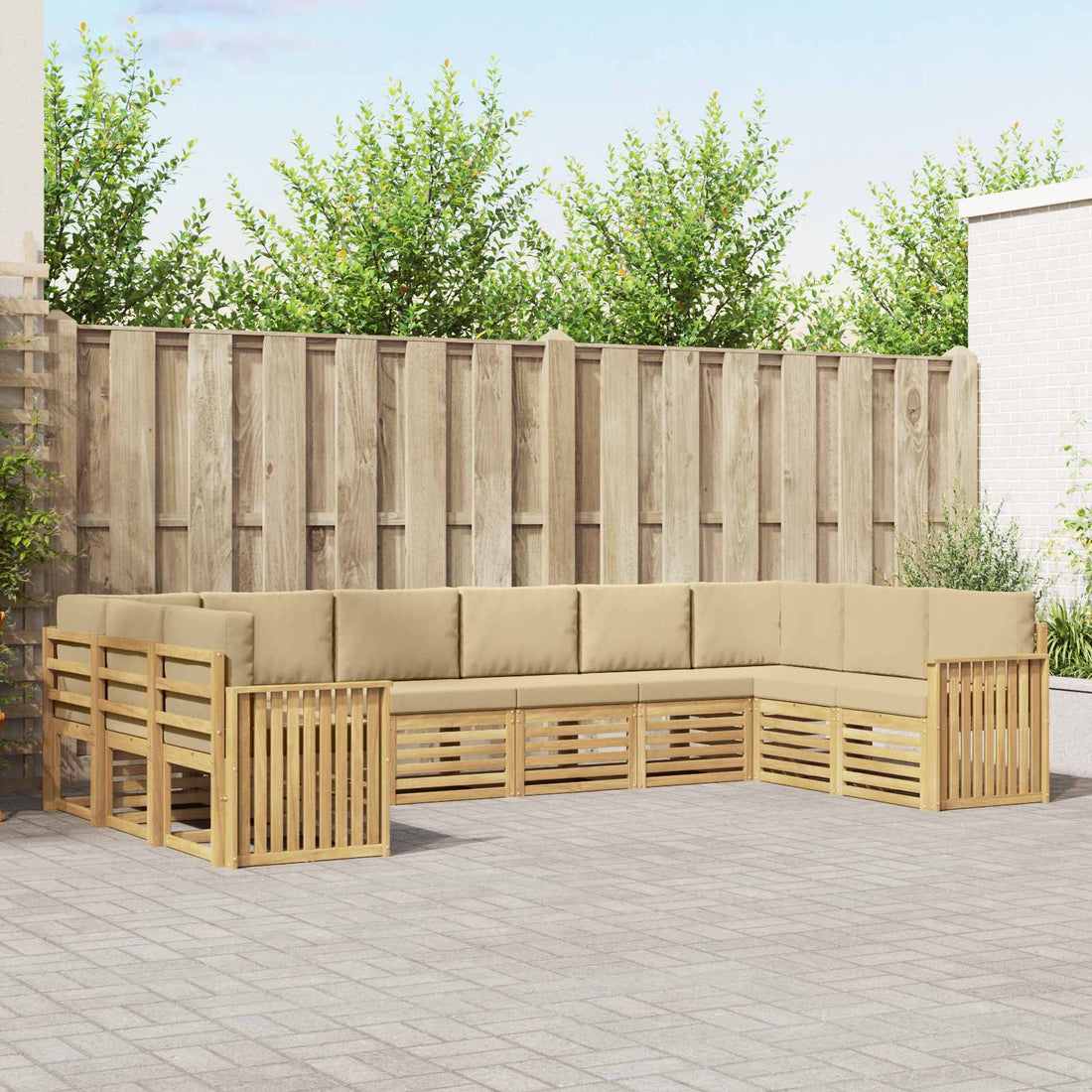 vidaXL Conjunto de sofás de exterior 10 uds. y Beige Poliéster