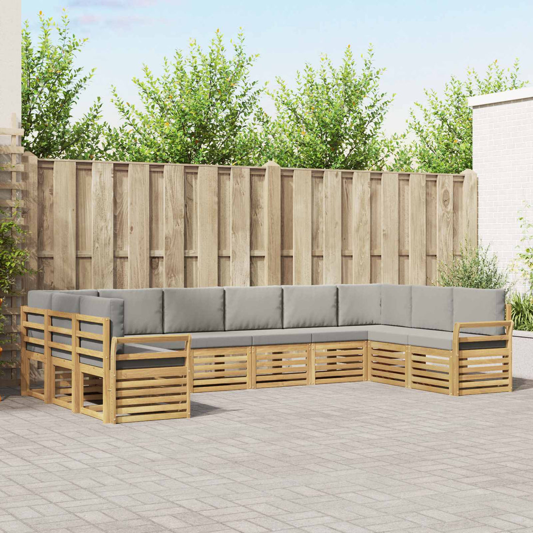 vidaXL Conjunto de sofás de exterior 10 uds. Blanco y Gris Claro